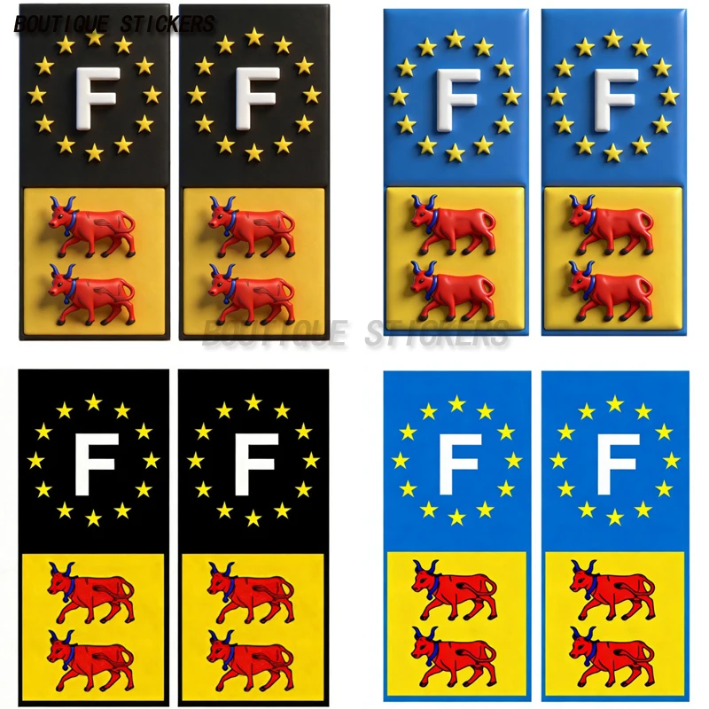 

2Pcs Effets 3D Autocollant plaque d'immatriculation française noir bleu Département Basque 64 EH F Béarn blason F CarPVCstickers