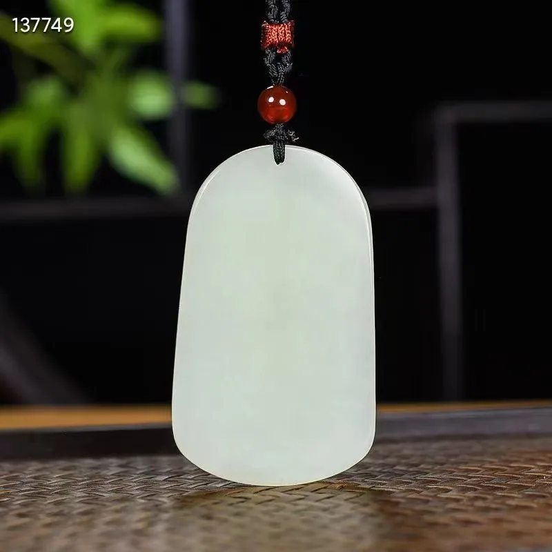 Natural 100% real green hetian jade carve Dragon and Guanyin pendant Bless peace necklace jewellery for men women gifts luck