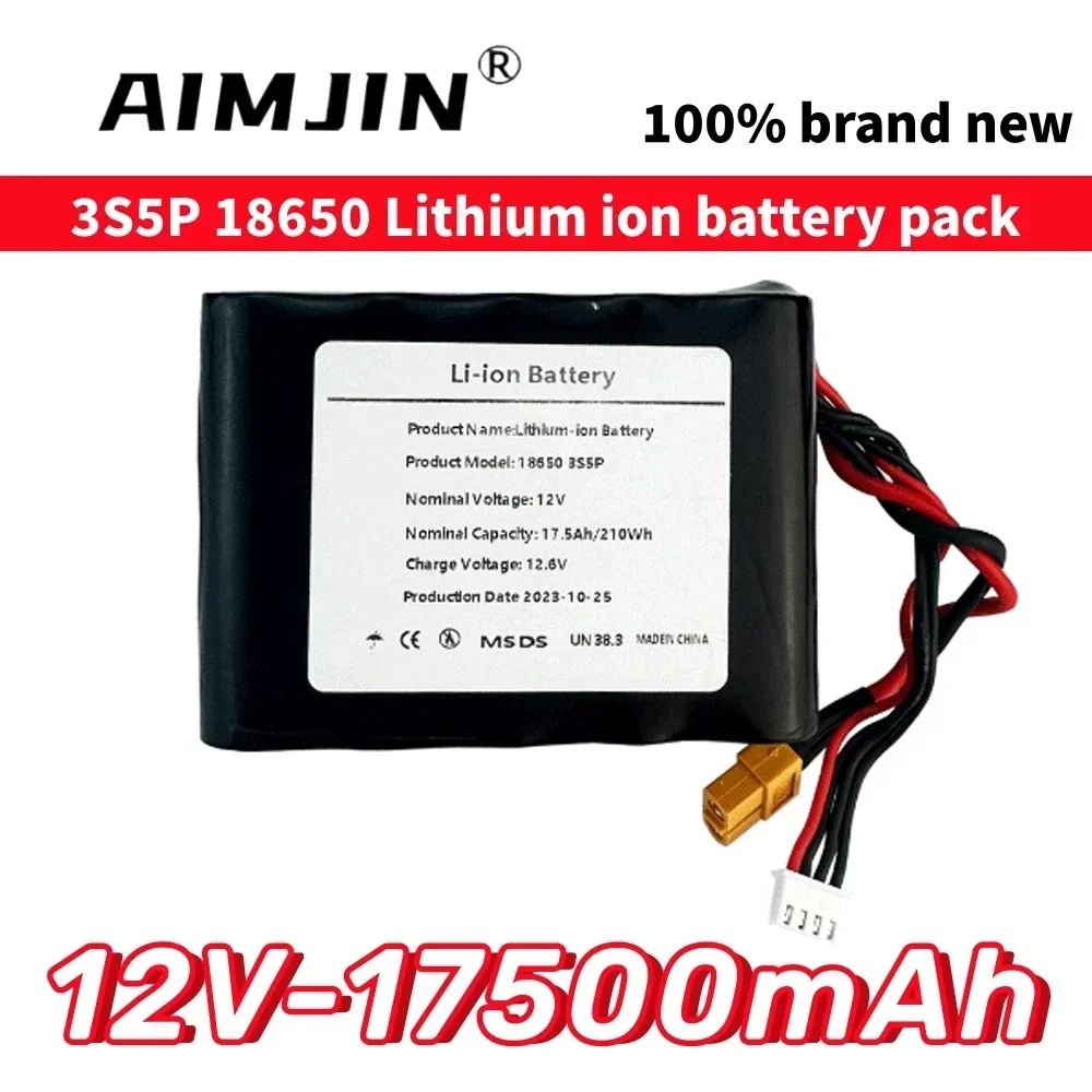 

12V 17.5Ah 18650 3S5P Lithium Ion Battery Pack For Various RC Airplane Drone Quadrotor