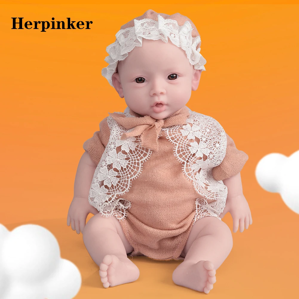 Herpinker ตุ๊กตาเด็กแรกเกิดแบบซิลิโคนทั้งหมดเด็ก18.5นิ้ว, 47ซม. 3กก. ของเล่นตุ๊กตาเด็กผู้ชายเด็กผู้หญิงทำจากซิลิโคนนิ่มเหมือนจริงของขวัญสำหรับเด็ก