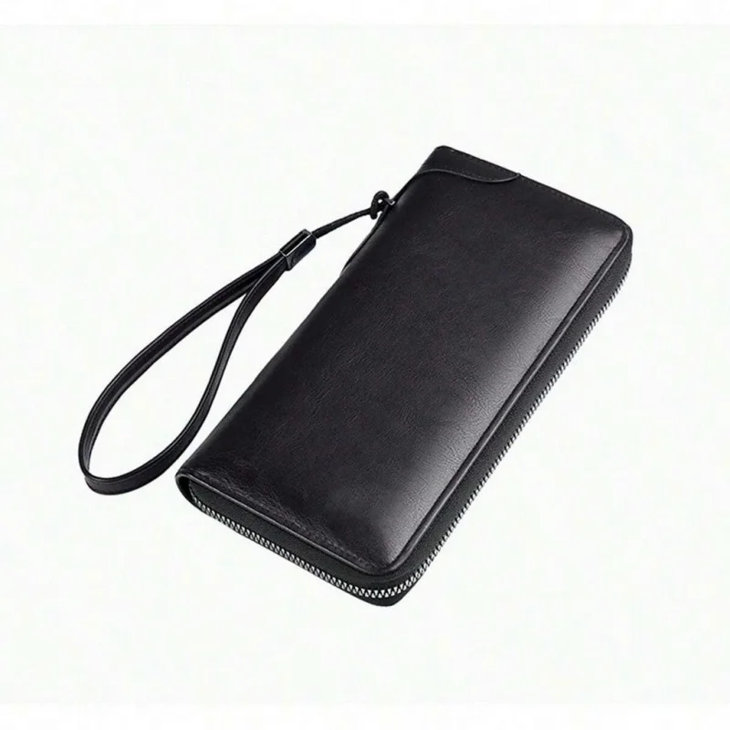 Men's Long Zipper Wallet High Quality Pu RFID Blocking Business Purse Moneybag Clutch Bag Card Holder
