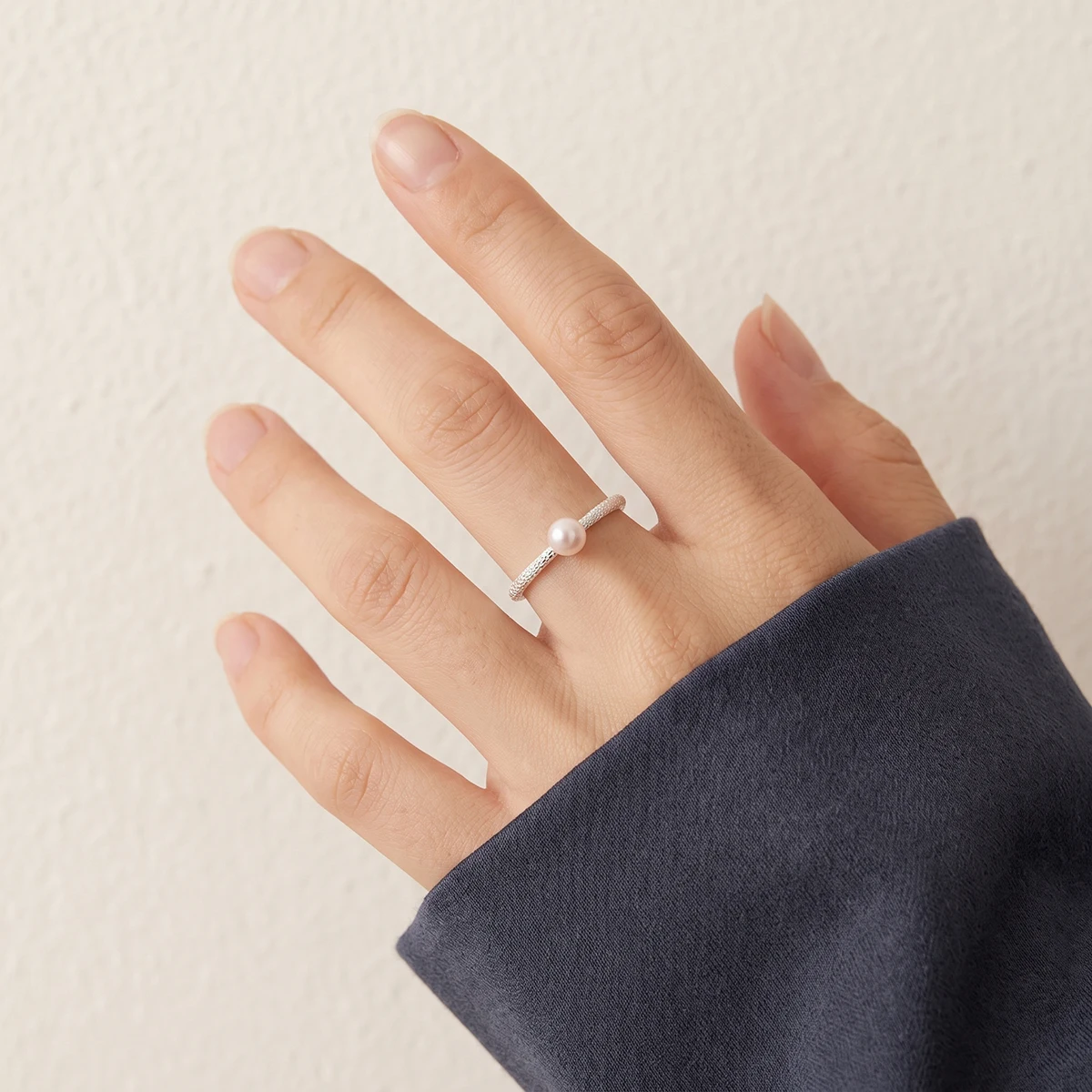 Elegant 18K Gold Plated Pearl Ring for Women Everyday 925 Sterling Silver Minimalist Adjustable Dainty Ring Jewelry