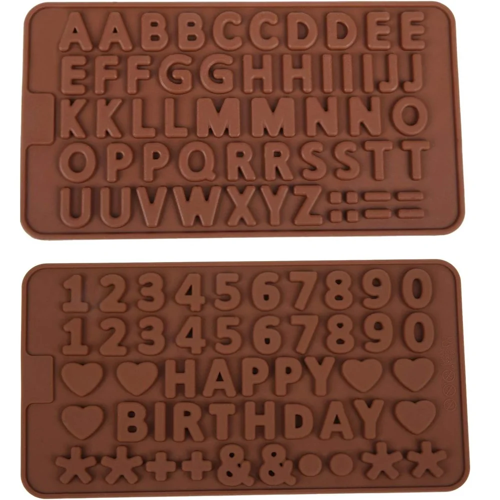 2pcs Valentine's Day Chocolate Silicone Mold Cake Decorating Tools Alphabet Number Symbol Candy Soft Sugar Cookie Baking Mol