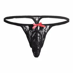 Men's G-String T-Back Shorts Men Lace Thongs Gay Underwear Panties Sissy Feminization Man Femboy Clothes Lingerie Sexy Homme