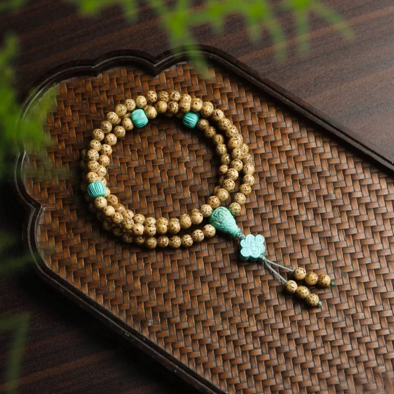 

Hainan Golden Seed Moon Bodhi Bead Bracelet Buddhist 108 Beads Necklace