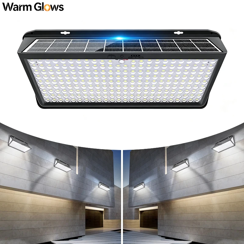Super Bright Solar Security Light, IP65 Outdoor Wall Lamp With 3 Lighting Modes, Solar Powered Floodlight For Garden & Street