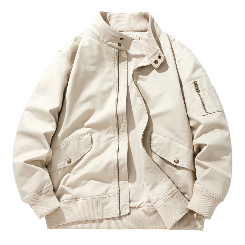 Outdoor Multi-pocket Casual Jackets for Men High Quality Pure Cotton Male Clothes Solid Color Comfortable Outerwear Spring New