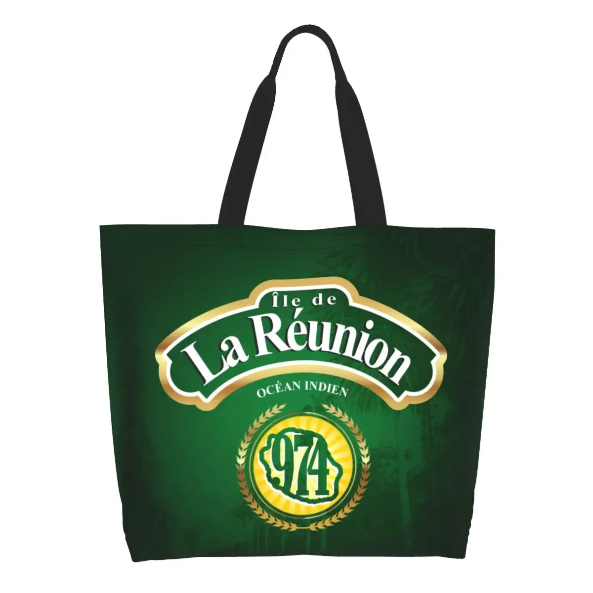 Custom 974 Reunion Island Tote Bag Custom Margouillat Isle Beach Indian Ocean Canvas Shopper Shoulder Bag Big Capacity Handbag