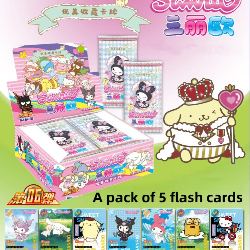 Cute Hello Kitty Sanrio Cards Kawaii Cinnamoroll Kuromi My Melody Cartoon Toys Trading Collectible Accessories Card Anime Gifts