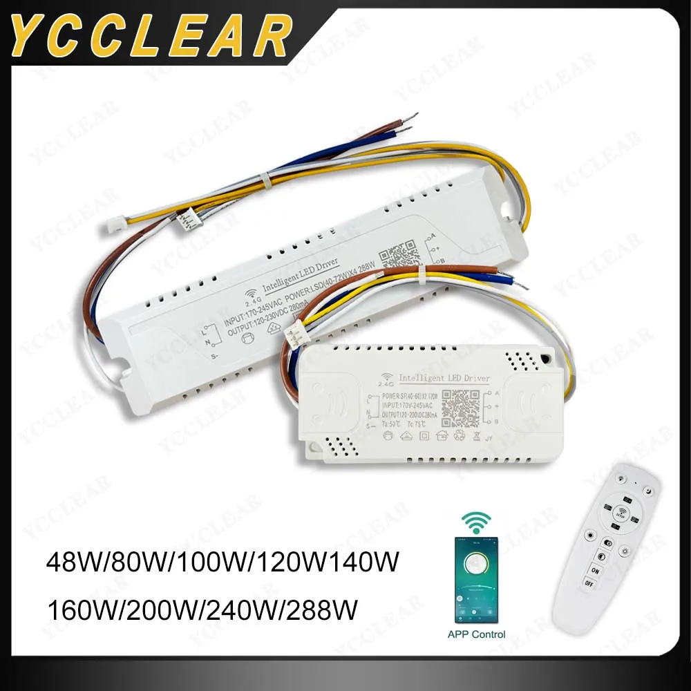 LED Driver 2.4G Remote+APP Control Lighting 80W 120W 160W 200W 240W 360W Transformers For DIY Two Color Light Strip Chandelier