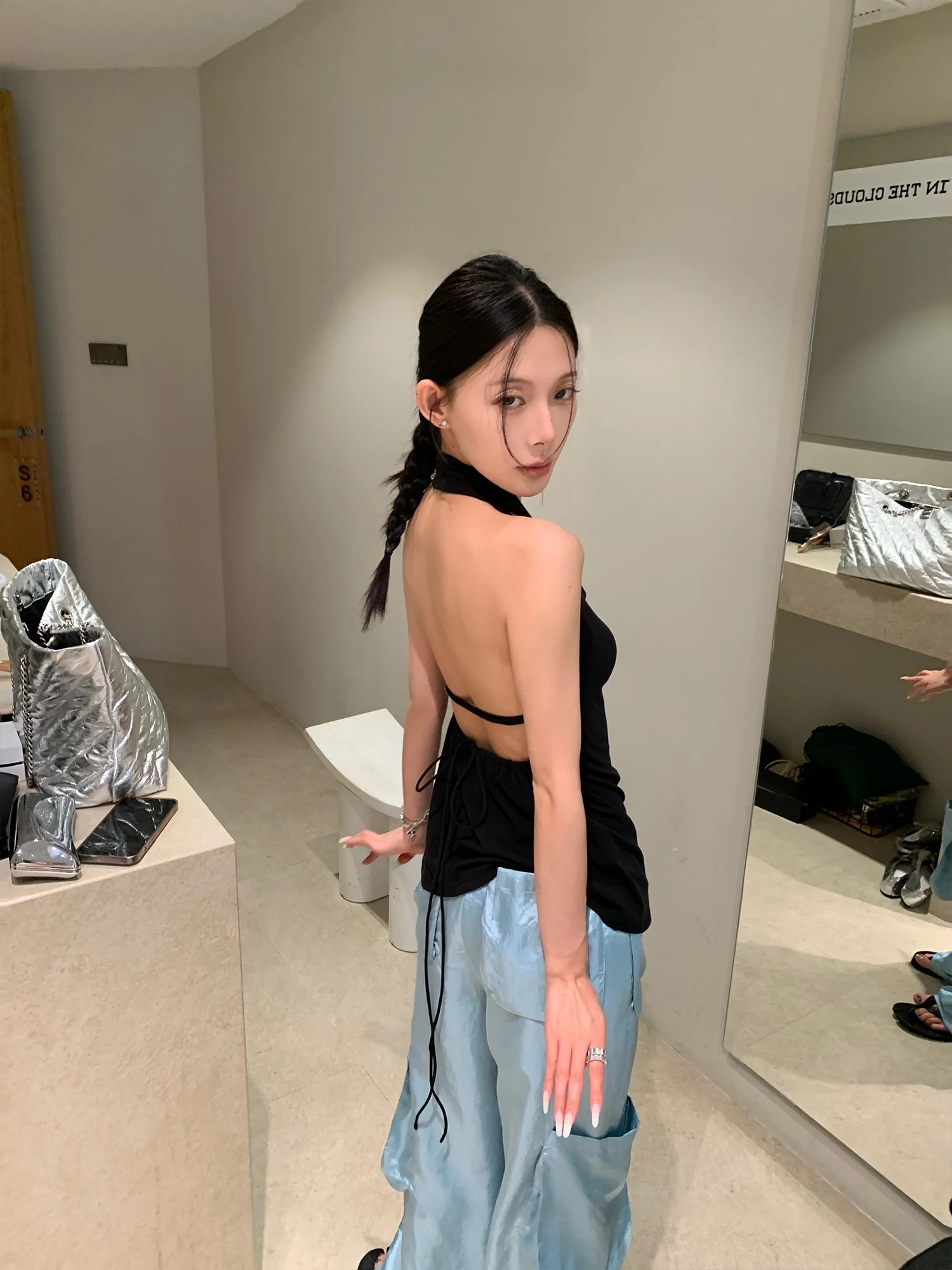 

SUONE сексуальный жилет с бретелями Bla, женский новый топ Pure Desire Faion 2025 года, висящий топ Ne Swing Design для поездок на работу