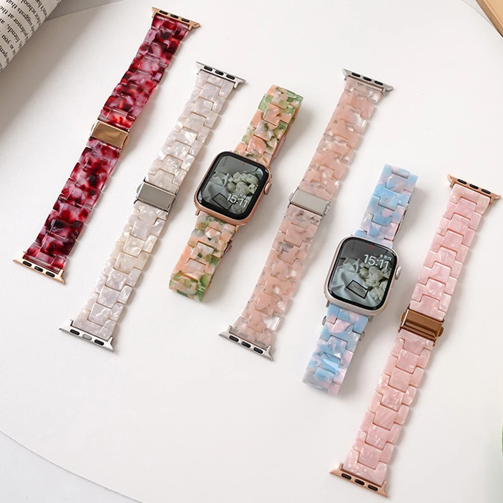 Resin Bracelet for Apple Watch Ultra 49mm 41mm 45 Strap 38 42mm 40 44mm Transparent Girls Band for iwatch Series 7 8 6 se 5 4 3