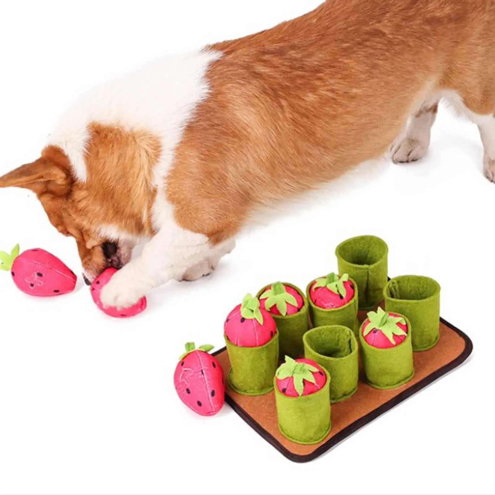 

Strawberry Snuffle Mat Mental Stimulation Strawberry Sniffing Mat Soft Food Hiding Dog Toy biteResistant Pet Gear Squeaky