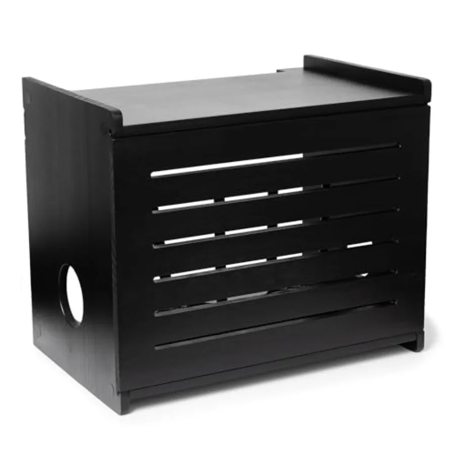 

Деревянный органайзер для Wi-Fi роутера - Декоративная настенная полка-коробка для модема с системой организации кабелей - Рустик