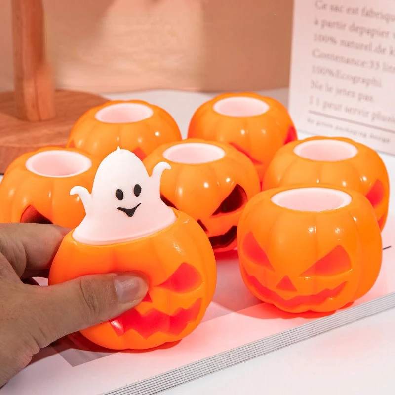 Cabeza de calabaza divertida de Halloween, Bola de ventilación Kawaii, juguete de descompresión fantasma, regalo para niños