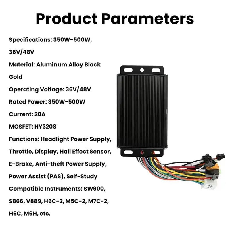 ABNM 2X 36V/48V 350W-500W 20A Sine Wave Brushless Motor Controller Suitable For SM Connector 2 Protocol LCD Meter