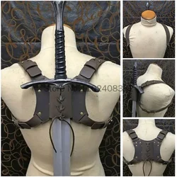 Medieval Renaissance PU Leather Back Scabbard Sword Katana Gothic SteampunkWarrior Knight Armor Sheath Halloween Cosplay Props