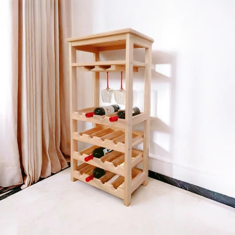 

Household restaurant solid wood ornament display rack, red wine rack, floor to wall, red wine rack, solid wood rack