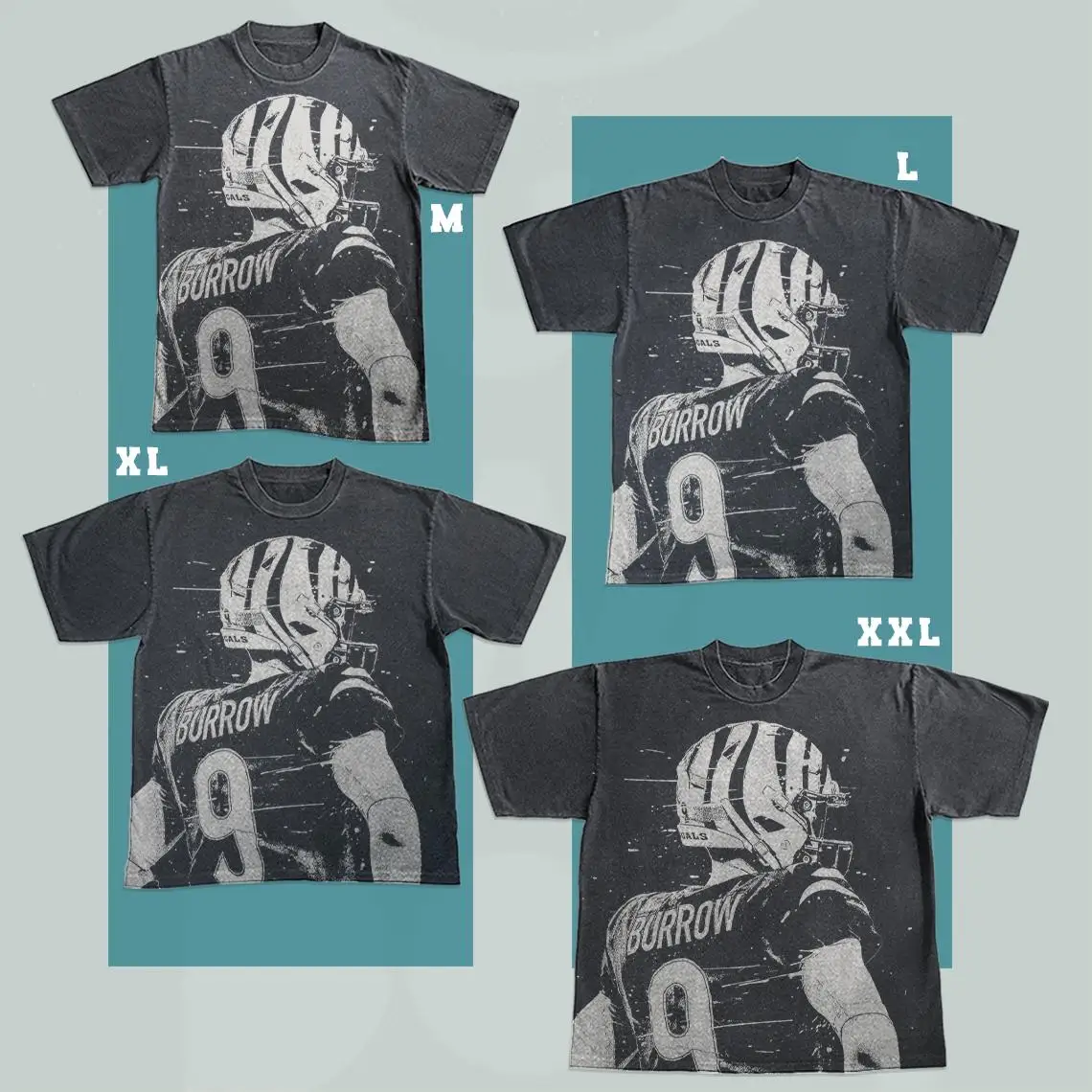 Joe Burrow Bleached T-Shirt: Handmade Cincinnati Football Faded Black Cotton Tee
