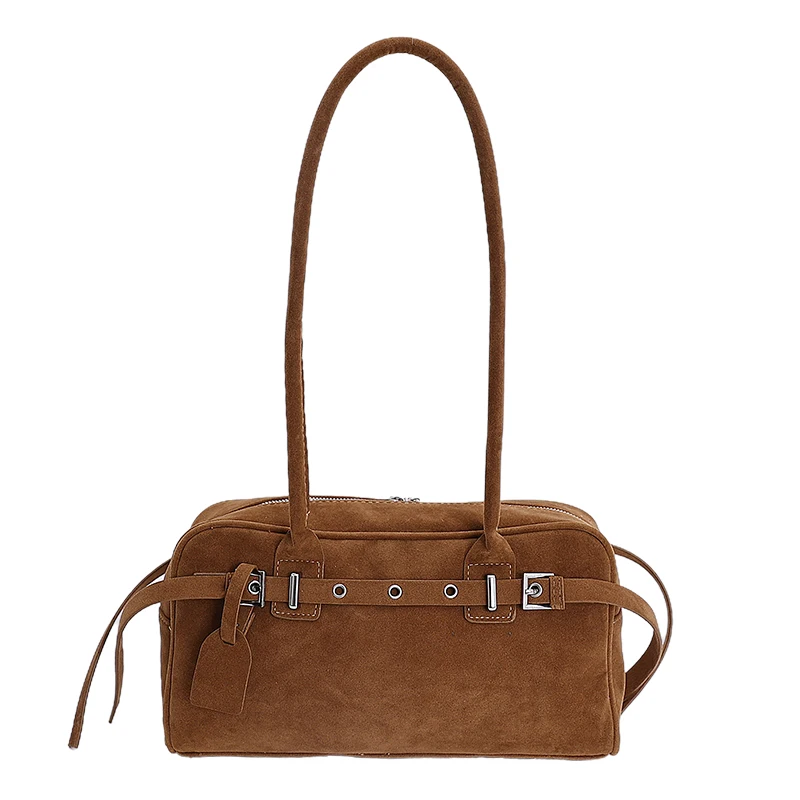 

High Quality Women Nubuck PU Leather Handbags Casual Female Solid Shoulder Messenger Bags Fashion Ladies Bowling Crossbody Bag