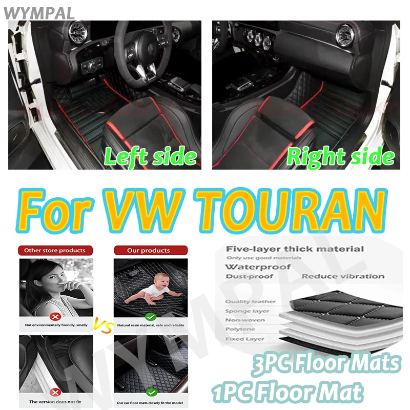 

Luxury Car Floor Mats For VW TOURAN 7-seat 2006 2007 2008 2009 2010-2015 Custom Auto Foot Automobile Carpet Cover interior Pads