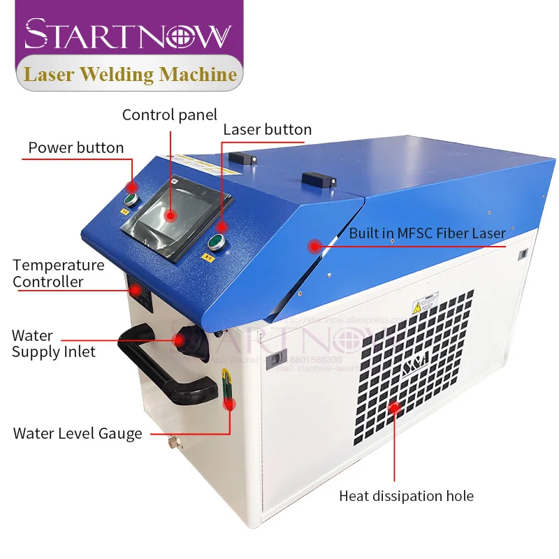 Startnow 2000W Handheld Laser Welder With Auto-Wire Feeder Chiller 4-i-1n Metal Welding Surface Cleaner Rust Machine 1500W