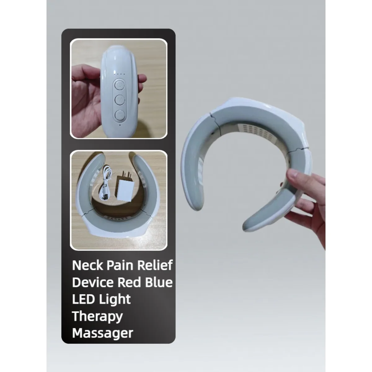 Alat Pereda Sakit Leher USB Pemijat Terapi Lampu LED Merah Biru untuk Spondylosis Serviks & Relaksasi