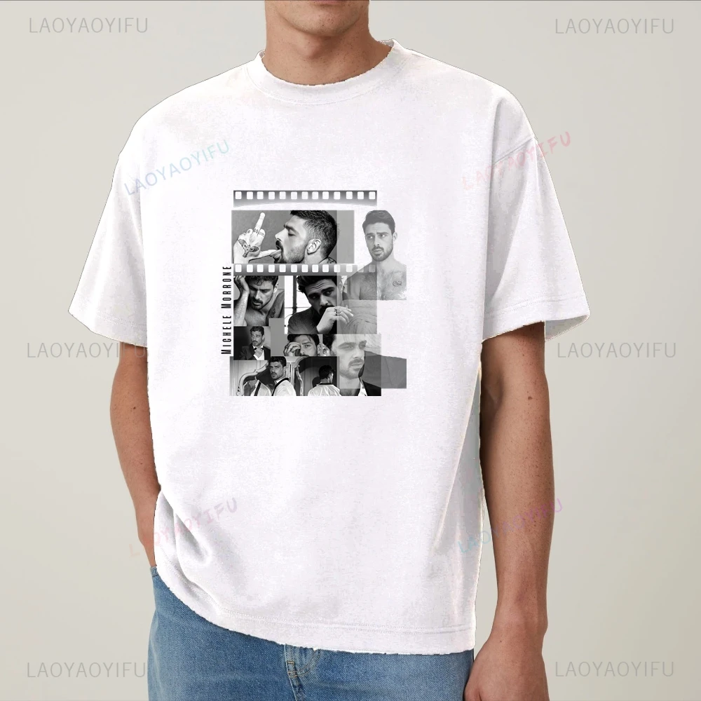 قميص Michele Morrone Fan: تي شيرت أداء الفيلم - قميص بأكمام قصيرة مناسب لكل من الرجال والنساء