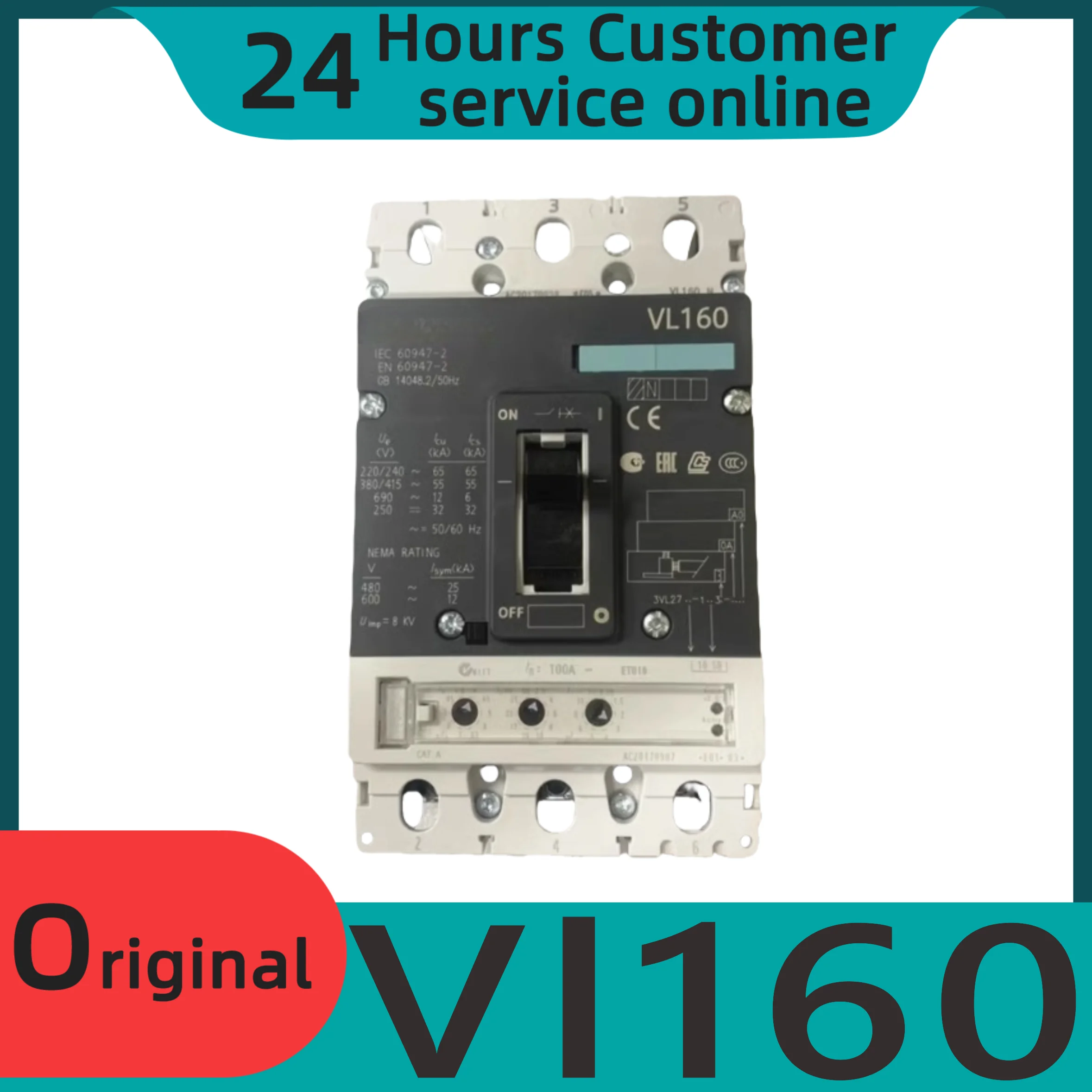 

Новый оригинальный автоматический выключатель VL160 3VL2716-1AA33-0AA0 3VL9210-6SB30 100A
