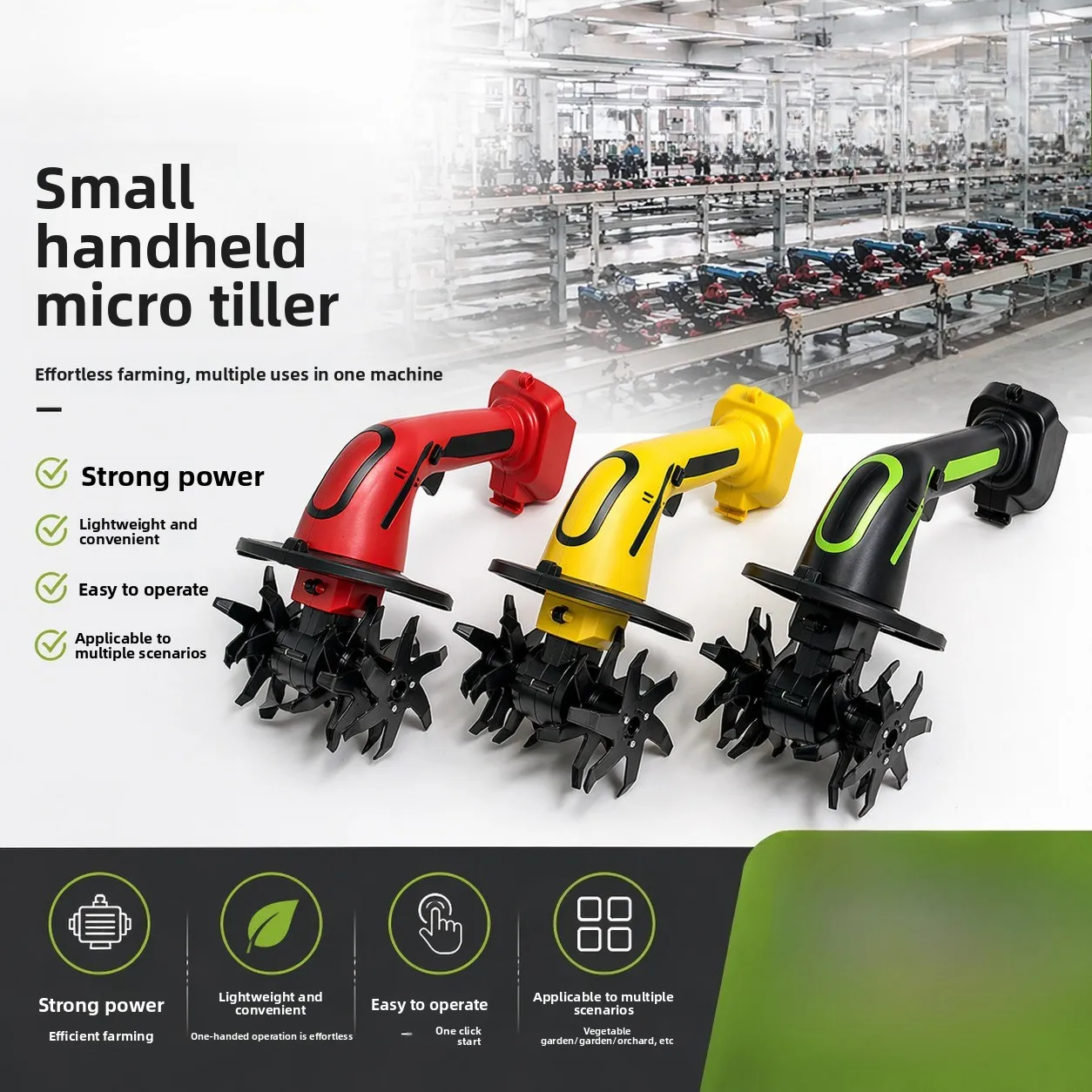 Lithium battery rotary tiller rechargeable small micro tiller household growing vegetables and flowers