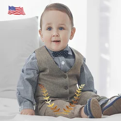 Boys' Vest and Pants 2-piece Set Children's Suit Formal Retro Herringbone Vest Children's Complete Outfit