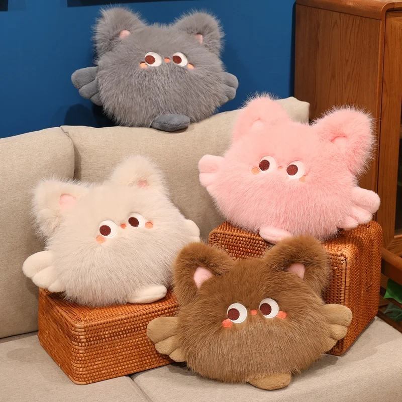45x35cm Kawaii Hairy Angle Cat Plush Toy Dolls Super Soft Cartoon Fluffy Stuffed Dolls Sleeping Pillow Home Decor Toys