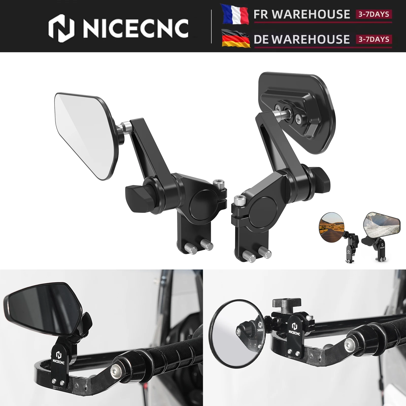 Image of (EU-Lager) Schnell klappbare Rückspiegel Handschutzspiegel für KTM 790 890 Adventure BMW R1250GS R1300GS Adventure Yamaha T700