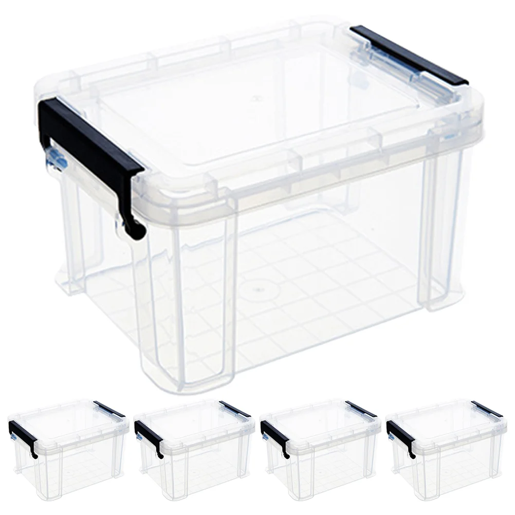 5pcs Mini Storage Bins Reusable Clear Small Storage Boxes Portable Storage Organizer small plastic tote