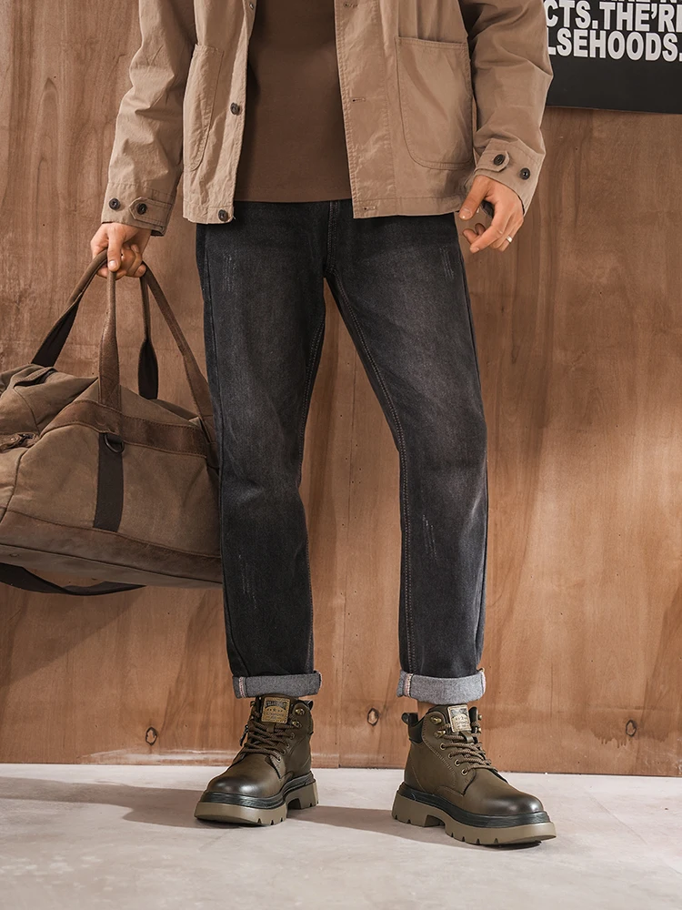 

Hot Sale Brown Biker Boots Man Outdoor Working Shoes Comfortable Leather Men Motorcycle Shoes Casual Platform Men's Ankle Boots