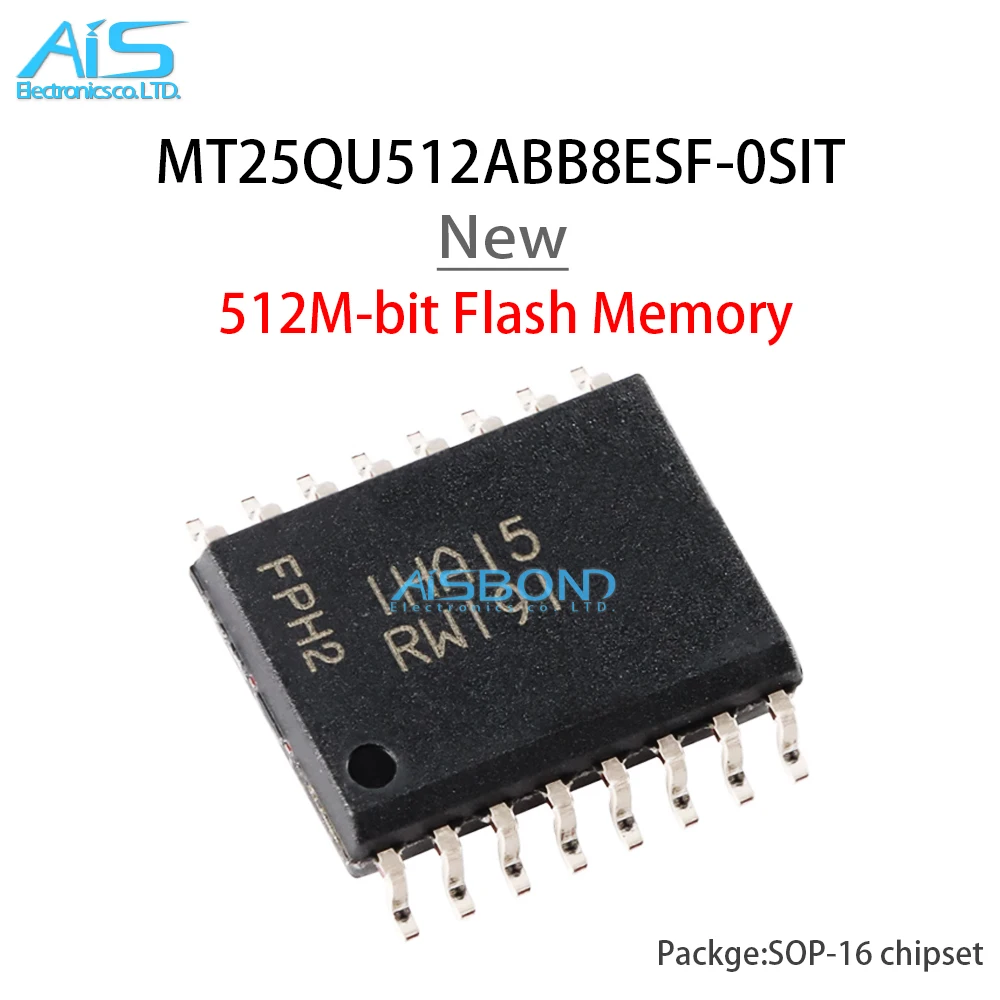 Chip de memória Flash, MT25QU512ABB8ESF SOP-16, NOR 512M, Novo