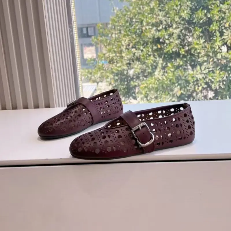 Designer Brand Original French Fairy Ballet Flat Shoes, Genuine Leather Hollow Mary Jane Shoes, Single Shoes For Women