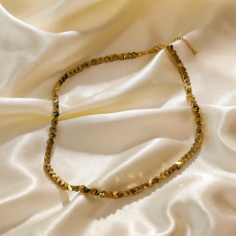 EILIECK 316L Edelstahl Vintage Goldfarben Halskette für Frauen Hochwertige Wasserdichte Gliederkette Modisches Partygeschenk für Mädchen – Detail 10