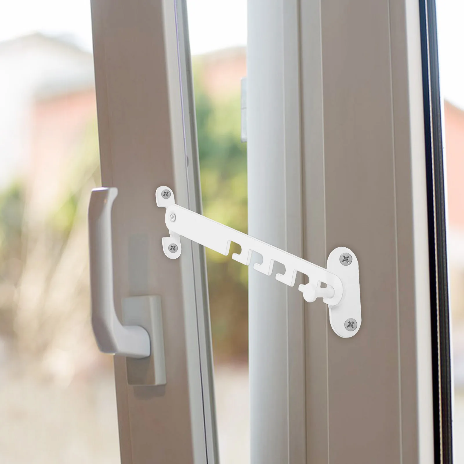 أقفال أمان لسدادة النافذة مقاومة للأطفال من الفولاذ الكربوني الأبيض سهلة التركيب للأبواب والنوافذ وواقي نافذة مقيد