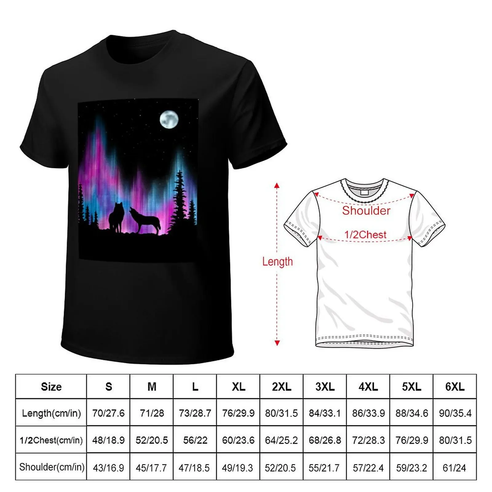 Aurora Wolves 1 by Leslie Berg T-Shirt custom t shirt quick drying funnys mens shirts graphic tee