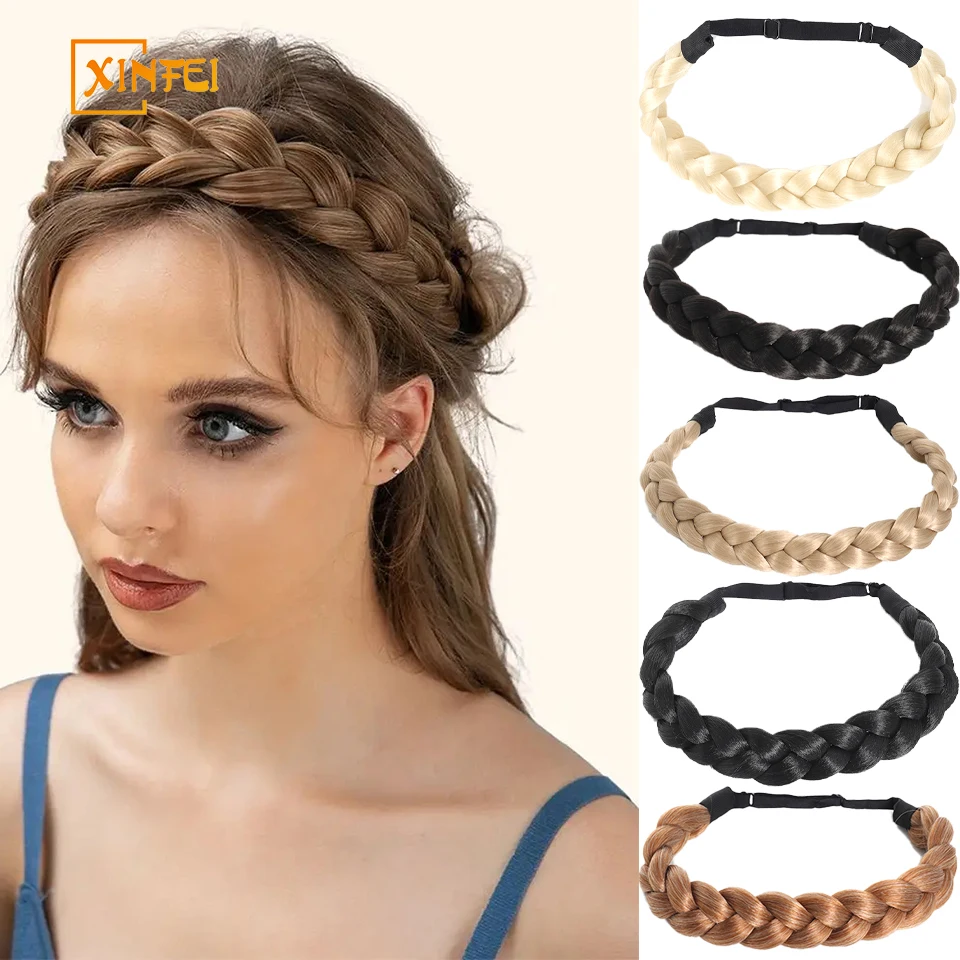 

Synthetic Premium Adjustable Handmade Braided Elastic Band Hair Fashion Braiding Hair Headband Headwear For Women