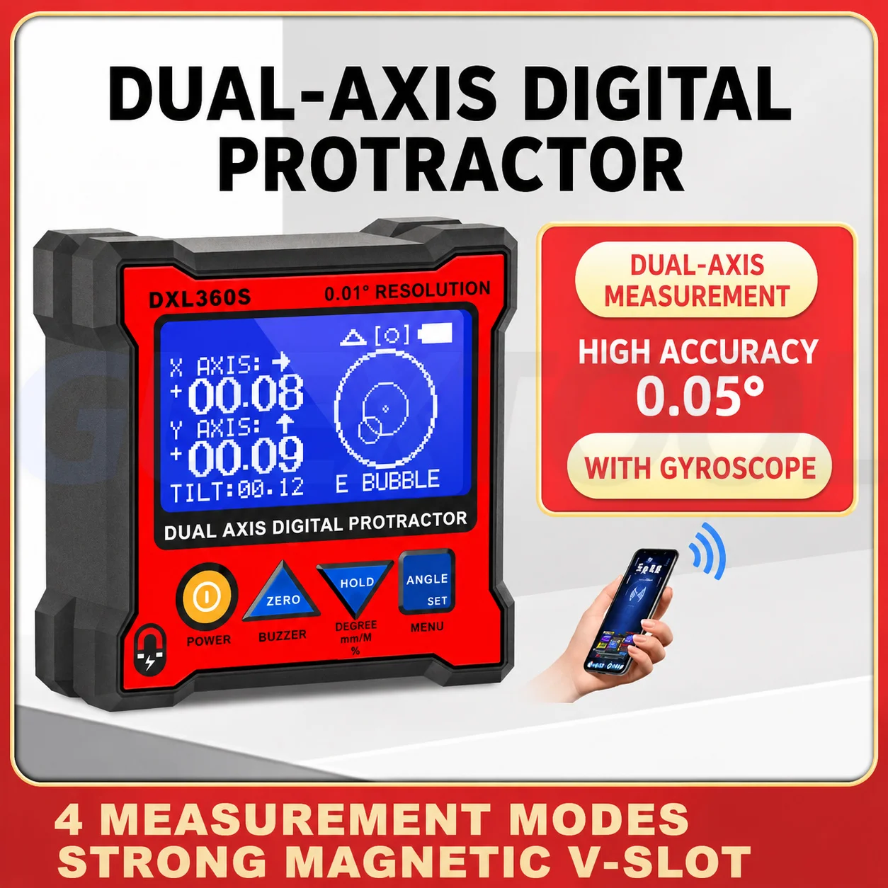 Dual Axis Digital Inclinometer High-precision Intelligent Electronic Level Digital Inclinometer DXL360S With Gyroscope