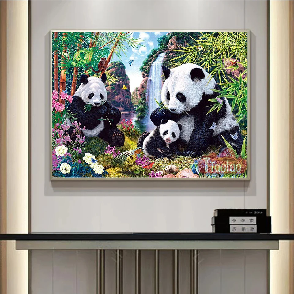 Chinese National Treasure Animal 5D Panda Picture Cross Stitch Diamond Painting Diy Full Square Round Mosaic Rhinestone Puzzle