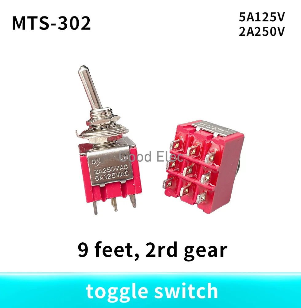 10pcs red  6A/125VAC 2A/250VAC 12 Pin 4PDT ON/ON 2 Position Mini MTS-302 MTS-303  MTS-402 MTS-403 Toggle Switch