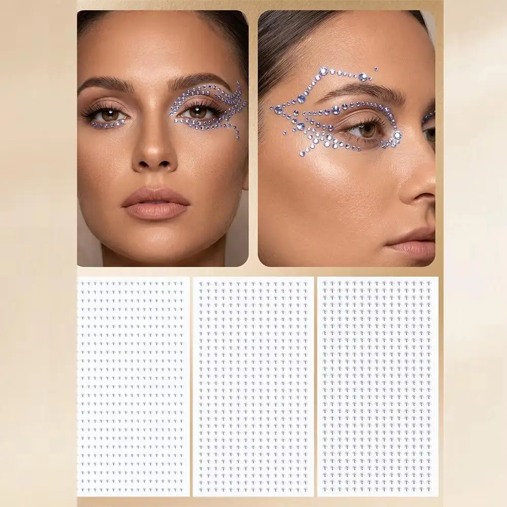 Fake Nose Rings Face Gems Hair Gems Self-Adhesive Face Jewels Eye Jewels Rhinestones 2/2.5/3mm DIY Face Gems Stick On