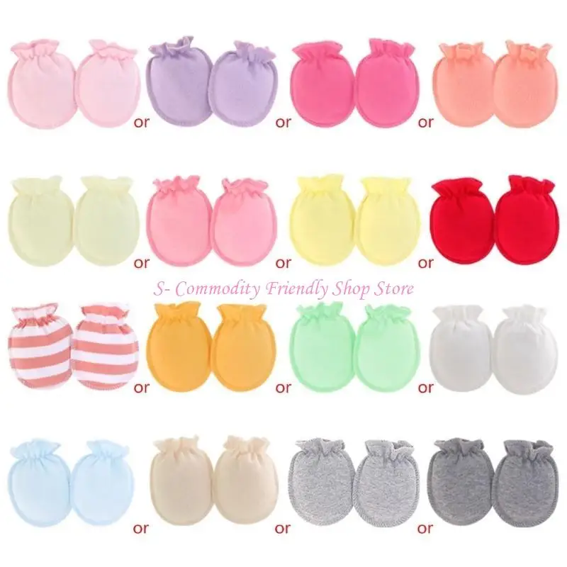 

85AE Newborn Anti-Scratch Gloves Baby Unisex Solid Color Gloves Face Protective Mittens Baby Essential Accessories 5 Pairs