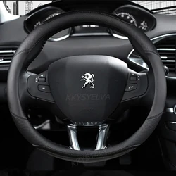 For Peugeot 208 2012~2018 Car Steering Wheel Cover Carbon Fibre + PU Leather High Quality Auto Accessories interior