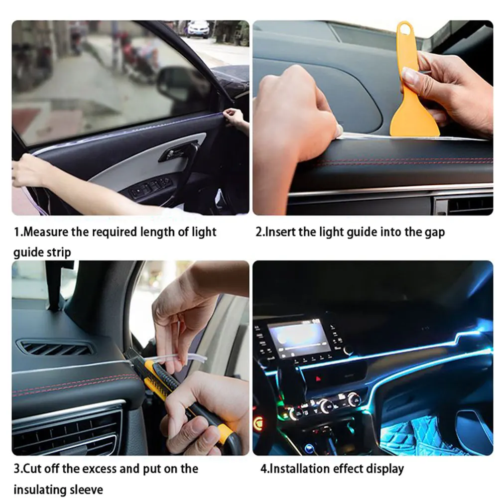 1/2/3/4/5M Car Interior Led Decorative Lamp EL Wiring Neon Strip For Auto DIY Flexible Ambient Light USB Party Atmosphere Diode