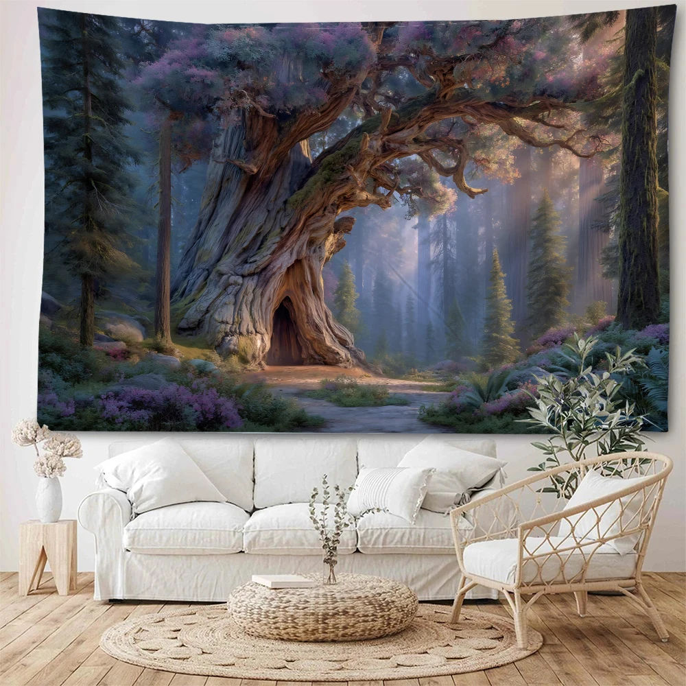 Ancient forest, big trees, forest scenery, big trees, oil paintings, backgrounds, decorative tapestries, home backgrounds,