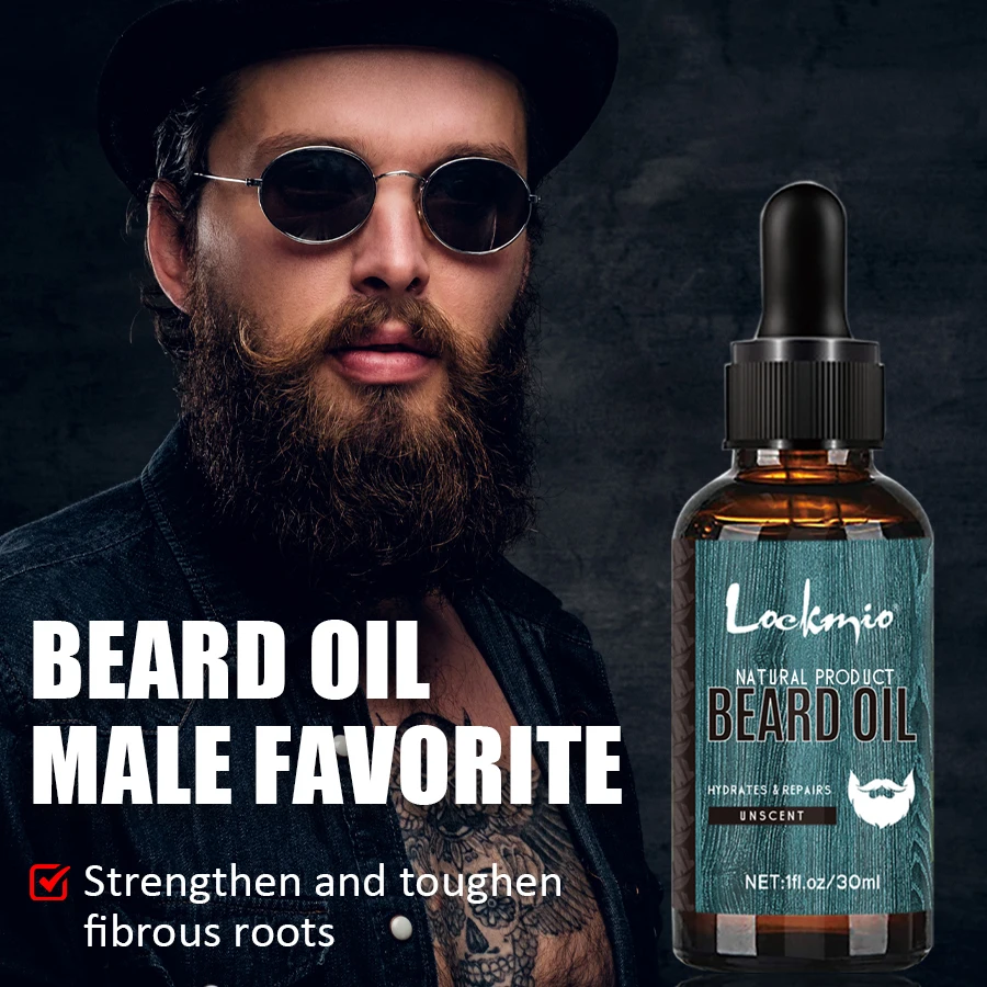 LOCKMIO 30ml Beard Conditioner Beard Essential Oil Smoothing and Taming Frizz Whiskers Moisturizing Beards Care Products for Men